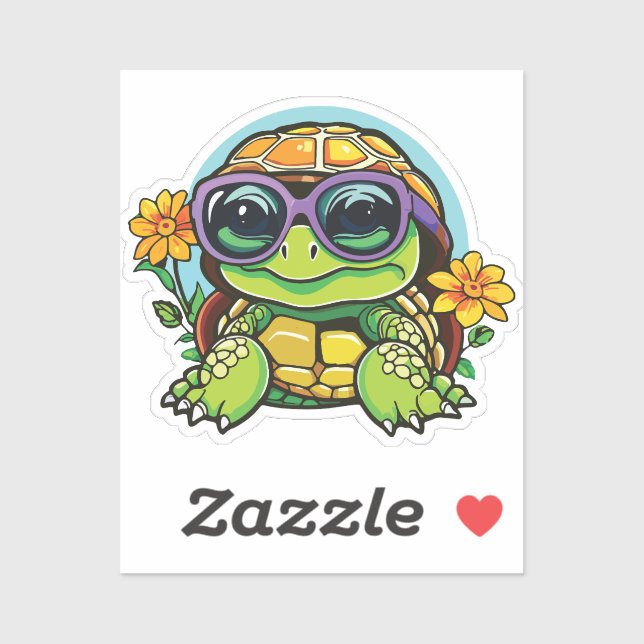Little Turtle Sticker with Glasses - Smart Baby Tu (Sheet)