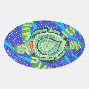 Little Turtle with Many Spots Oval Sticker