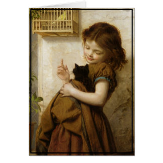 Little Tuscan Girl with Kitten and Bird