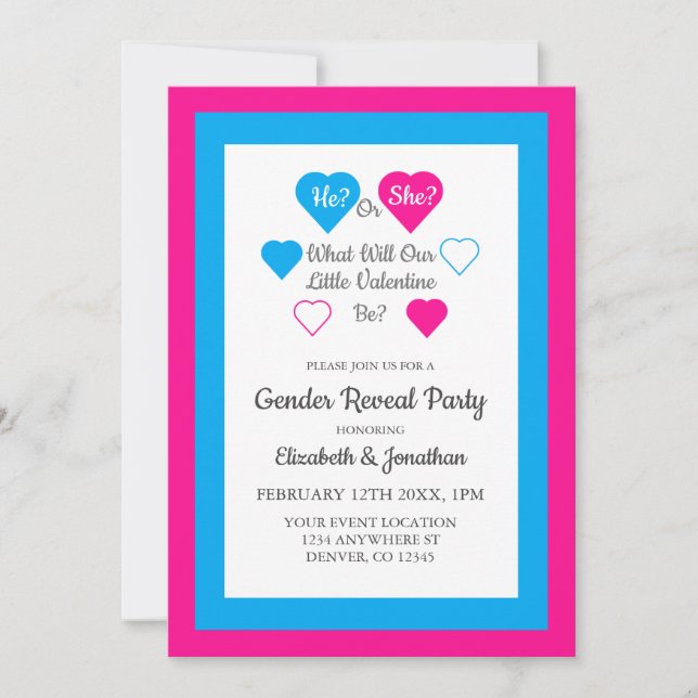 Little Valentine Valentine's Day Gender Reveal Invitation (Front)