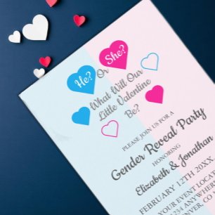 Little Valentine Valentine's Day Gender Reveal Invitation