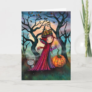 Little Vampire with Grey Tabby Cat Art Card