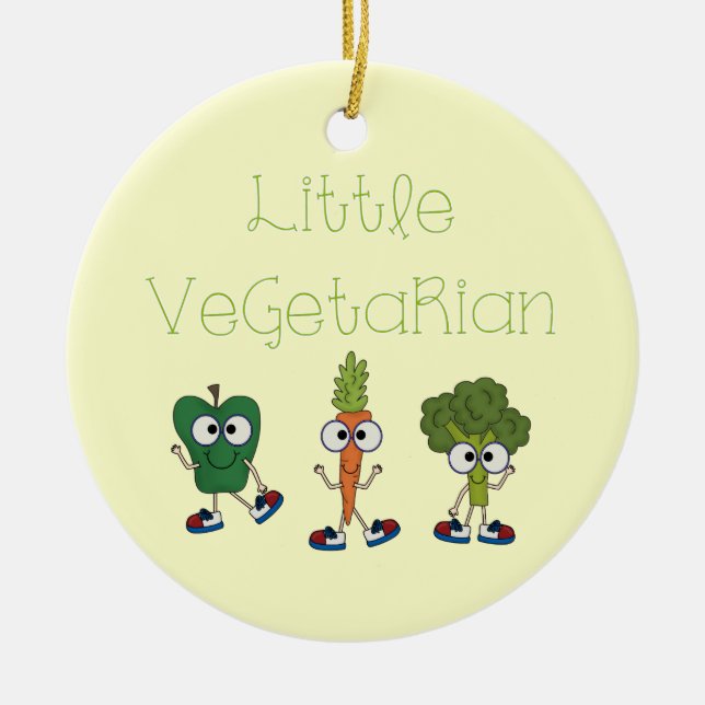 Little Vegetarian Ceramic Tree Decoration (Front)