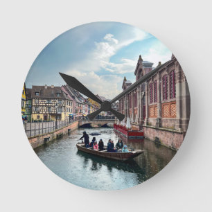 Little Venice River Boat Round Clock