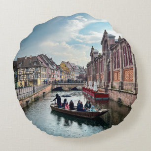 Little Venice River Boat    Round Cushion