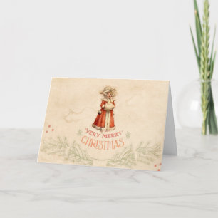 Little Victorian Caroler Christmas Holiday Card