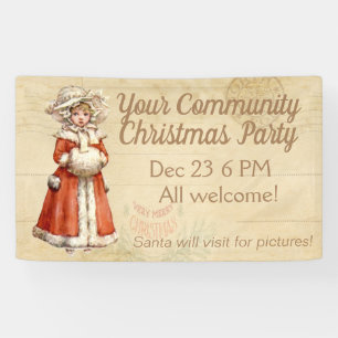 Little Victorian Caroler Custom Christmas Banner