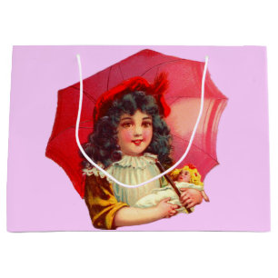 little Victorian girl and her doll Large Gift Bag