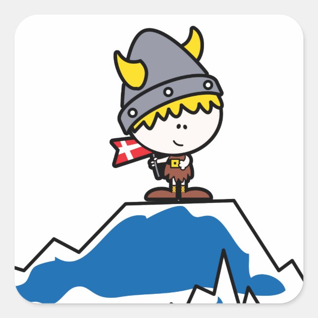 Little Viking Boy Square Sticker (Front)