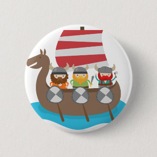 Little Vikings in ship 6 Cm Round Badge