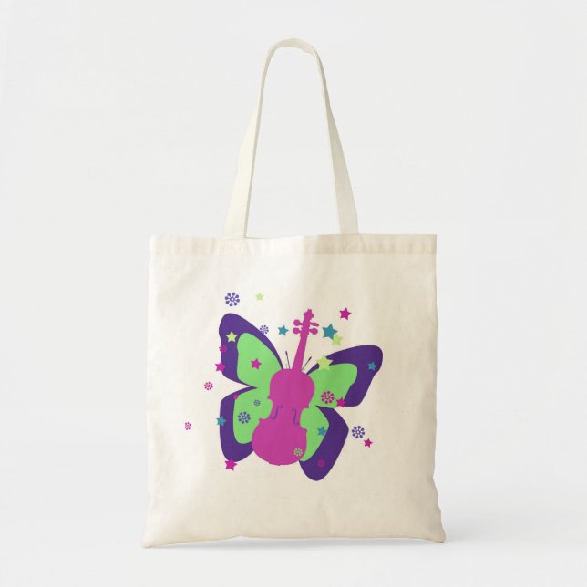 Little Violin Butterfly Tote Bag (Front)