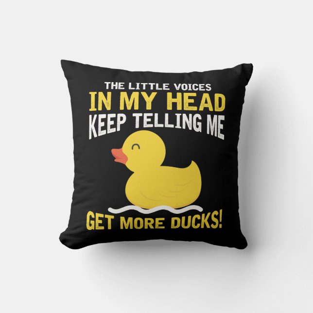 Little Voices in my Head Rubber Duck Lover Farmer Cushion (Front)