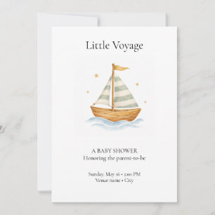 Little Voyage Sailboat Baby Shower Invitation