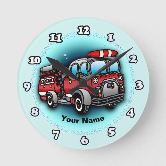 Little Water Firetruck firefighter clock (Front)