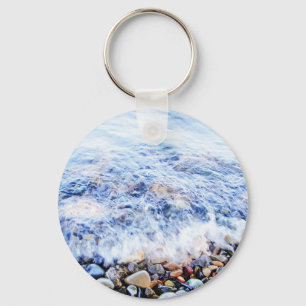 Little wave and colourful stones key ring
