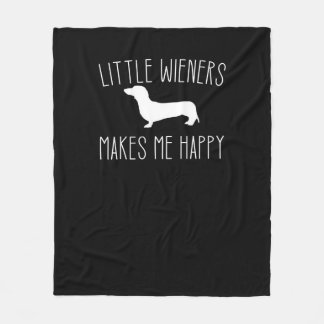 Little Weiners Make Me Happy | Funny Dachshund Gif Fleece Blanket