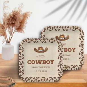 Little Western Cowboy Baby Shower Paper Plate