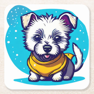 Little Westie Square Paper Coaster