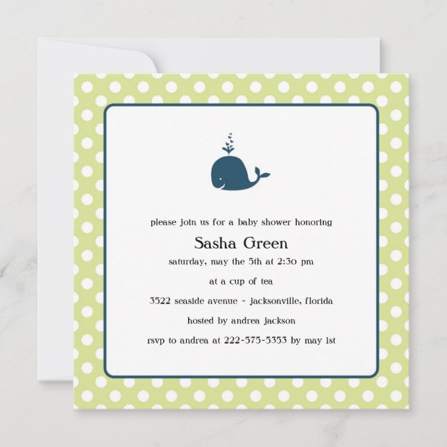 Little Whale Baby Shower Invitation (Front)