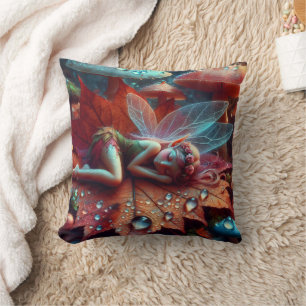 Little Whimsical Fairy Sleeping on a Leaf Cushion