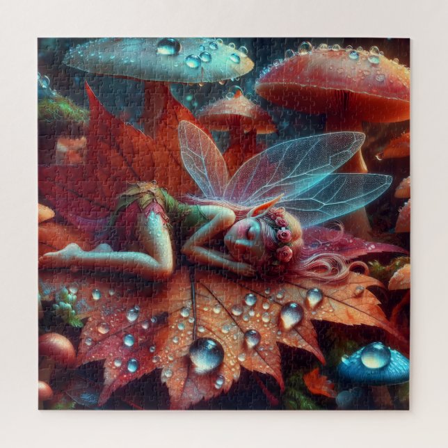 Little Whimsical Fairy Sleeping on a Leaf Jigsaw Puzzle (Vertical)
