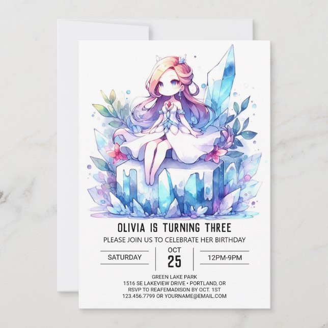 Little Whimsical Princess Birthday Invitation (Front)