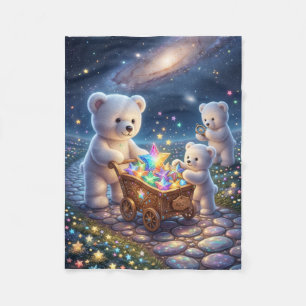 Little White Bears Magical Gift Cart Starry Night Fleece Blanket