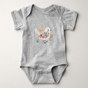 Little White Bird Floral Baby Bodysuit