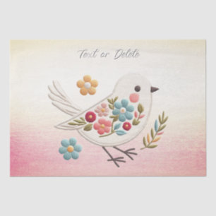 Little White Bird Floral Tissue Paper
