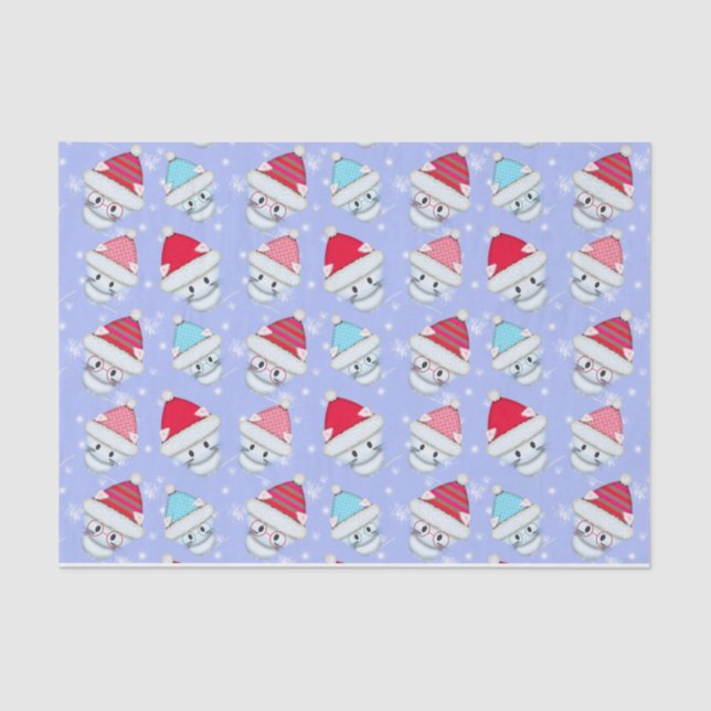Little White Christmas Kittens in the Snow Pattern Tissue Paper (Front)