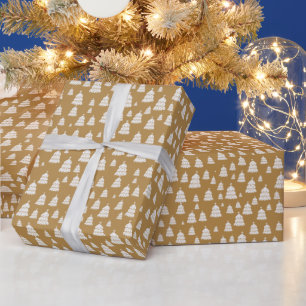 Little White Christmas Trees Wrapping Paper
