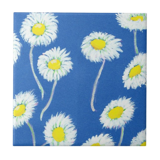 Little White Daisies Pattern Tile (Front)