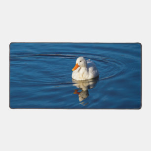 Little White Duck Reflections  Desk Mat