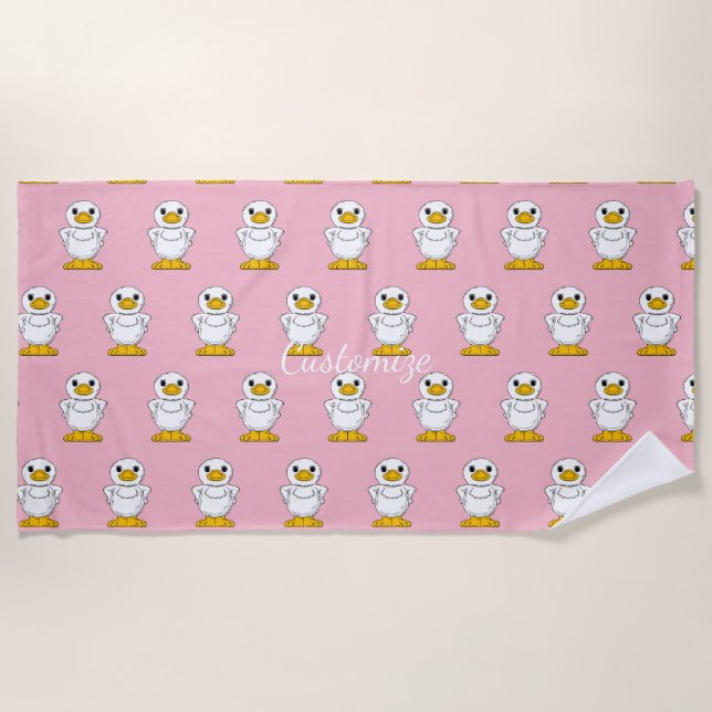 Little White Duck Standing Thunder_Cove Beach Towel (Front)