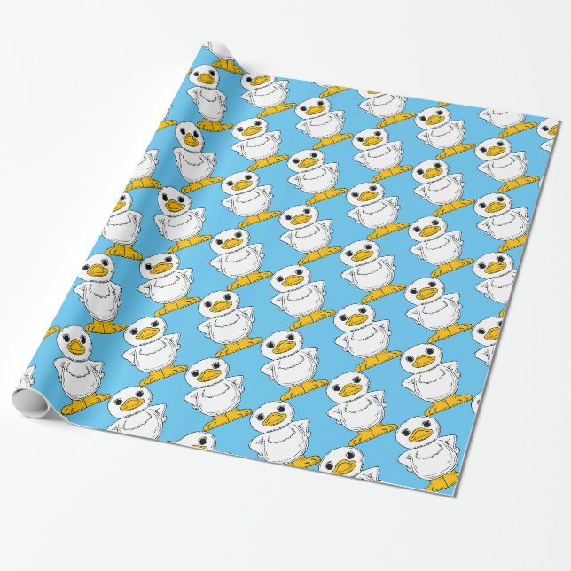 Little White Duck Standing Thunder_Cove Wrapping Paper (Unrolled)