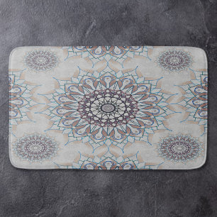 Little white floral fallen to the rural bath mat