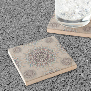 Little white floral fallen to the rural stone coaster