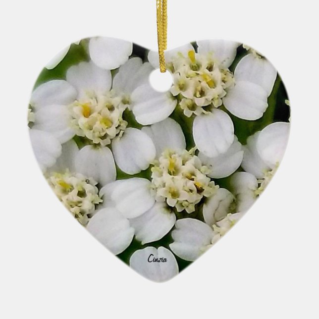  Little white flowers  Ceramic Ornament (Front)