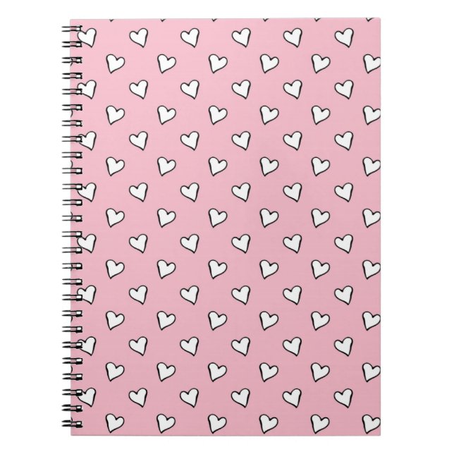 Little White Hearts on PInk Notebook (Front)