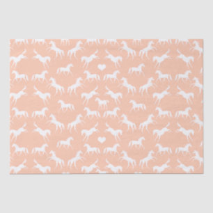 Little White Horses on Peach Wrapping Paper