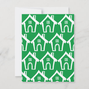 Little White Houses on Kelly Green Address Card