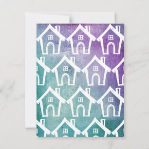 Little White Houses Teal Purple We Moved Card