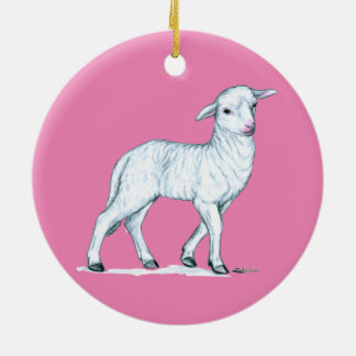 Little White Lamb Ceramic Tree Decoration