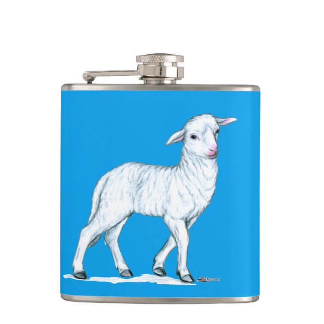 Little White Lamb Hip Flask (Front)