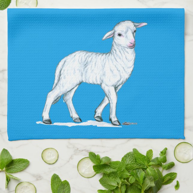 Little White Lamb Tea Towel (Folded)