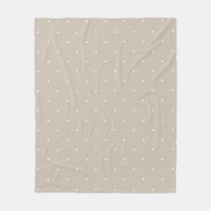 Little White Polka Dots On Cool Beige Or Greige Fleece Blanket