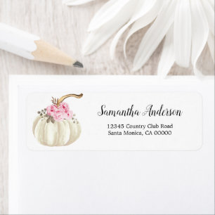 Little White Pumpkin Watercolor Pink Floral
