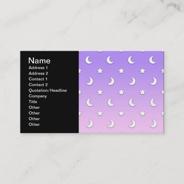 Little White Stars and Moons Pattern Business Card (Front)