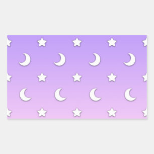 Little White Stars and Moons Pattern Rectangular Sticker