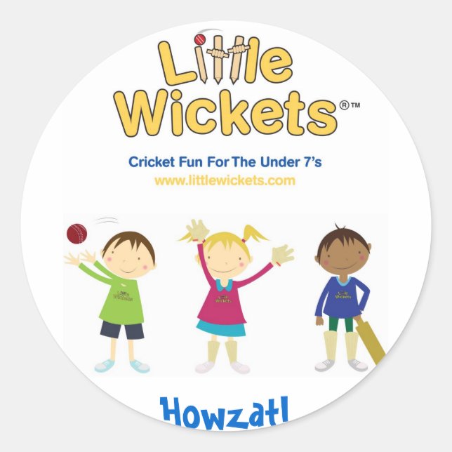 Little Wickets Howzat Classic Round Sticker (Front)